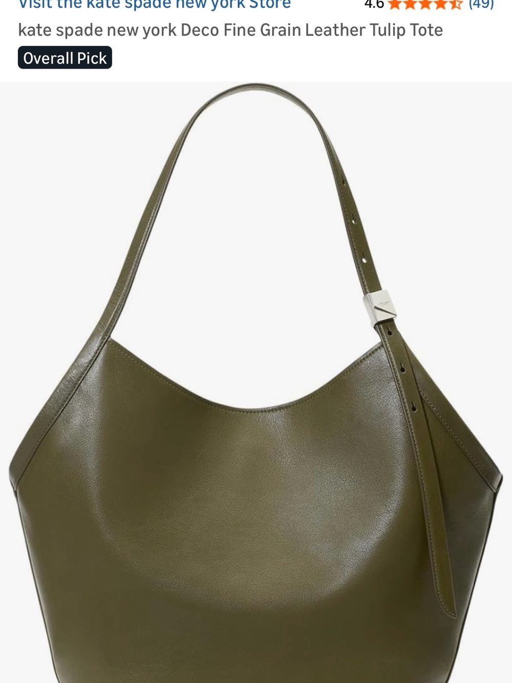 Kate Spade Olive Leather Shoulder Hobo Bag